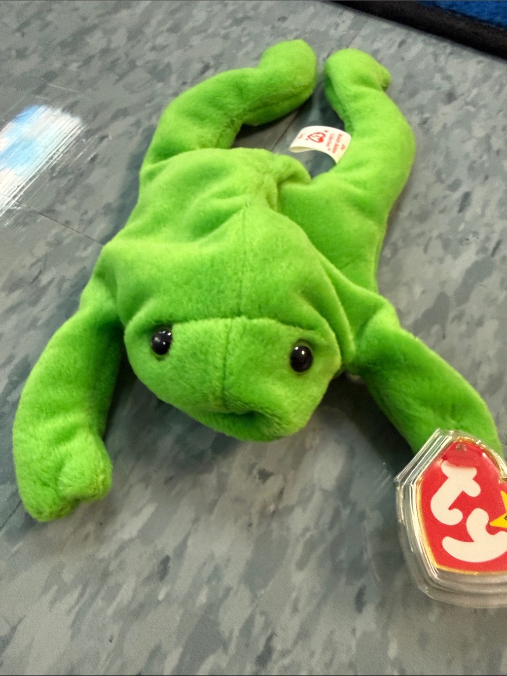 Ty Bright Green Plush Frog Toy